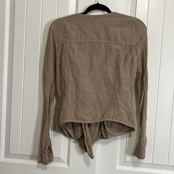Lucky Brand Tan Linen Blend Moto Jacket. Small - Picture 3 of 6